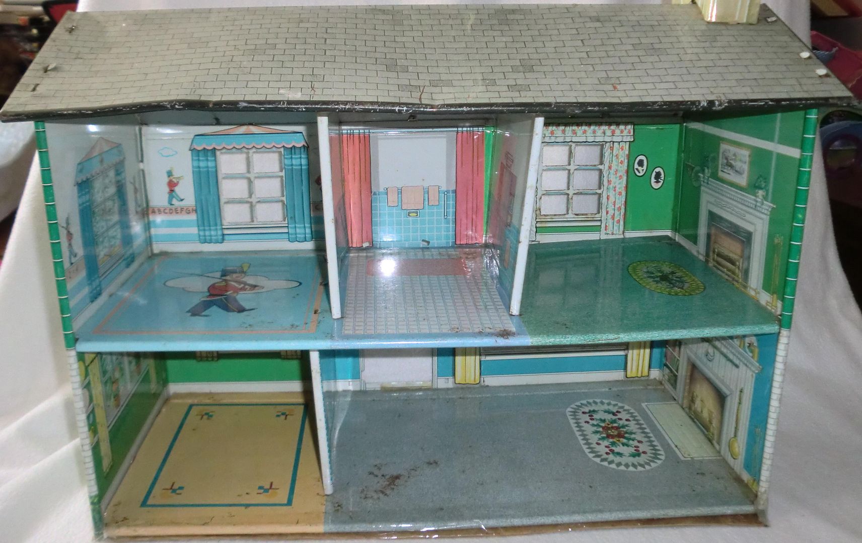 Vintage Metal Tin Dollhouse Mar Toys Toy Doll House