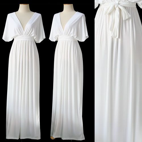Vtg-Cocktail-Kimono-maxi-dress-M-L-XL-Black-Red-Blue-Purple-White-Wedding-Long