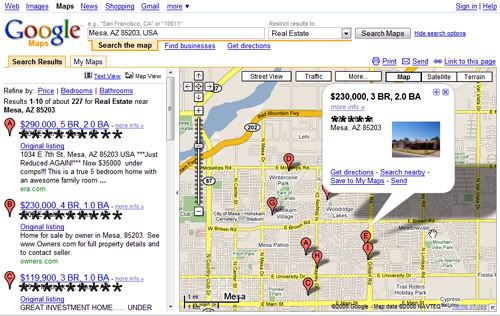 Google Real Estate Map View