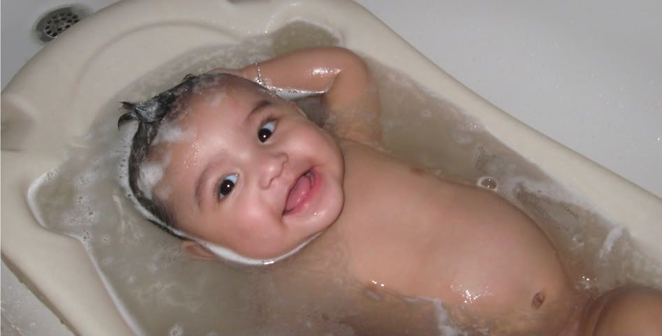 child taking bath