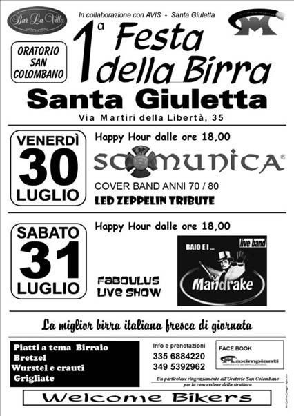 Live @ FESTA DELLA BIRRA, Santa Giuletta (PV), venerdì 30/07/10 ore 21,30
