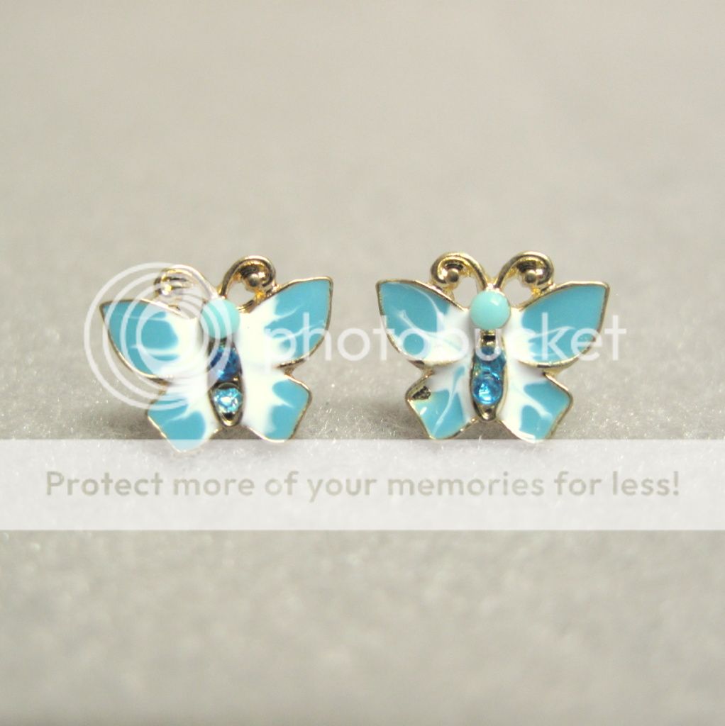 Cute Small BLUE or PURPLE Butterfly Stud Earrings  