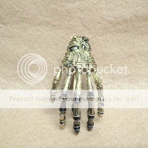 Lovely Antiqued GOLD TONE StyleSkeleton / Skull HAND Doub le Finger 