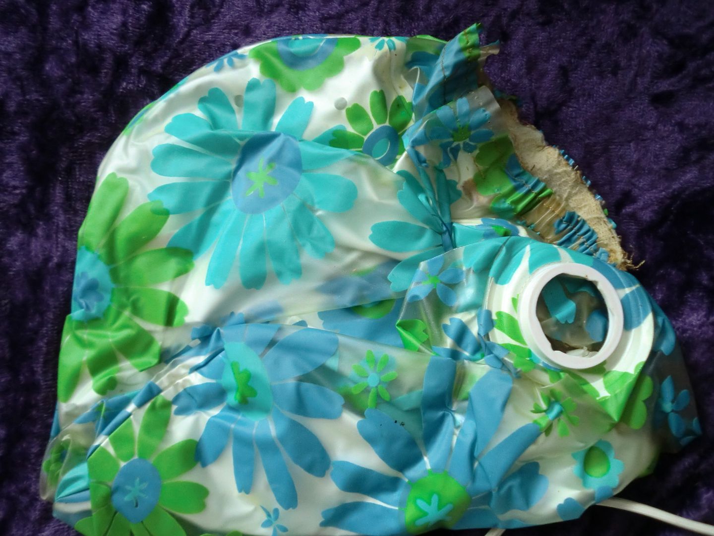   ELECTRIC DELUXE HAIR DRYER BONNET Groovy Green Blue Flower  