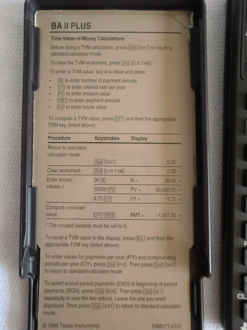 TEXAS INSTRUMENTS BAII BA II PLUS CALCULATOR w/ MANUAL 033317071784 