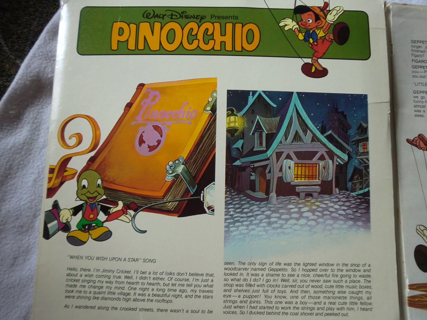 1978 WALT DISNEY PINOCCHIO CASSETTE TAPE STORYTELLER  