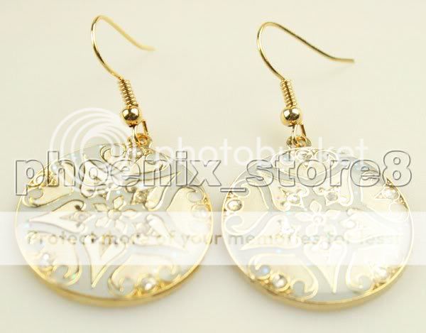 PAIR LOVELY CLOISONNE DAIKER EARRING#4412  