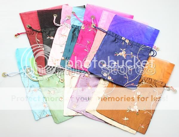 WHOLESALE 50PCS CHINESE SILK & VOILE CANDY BAGS  