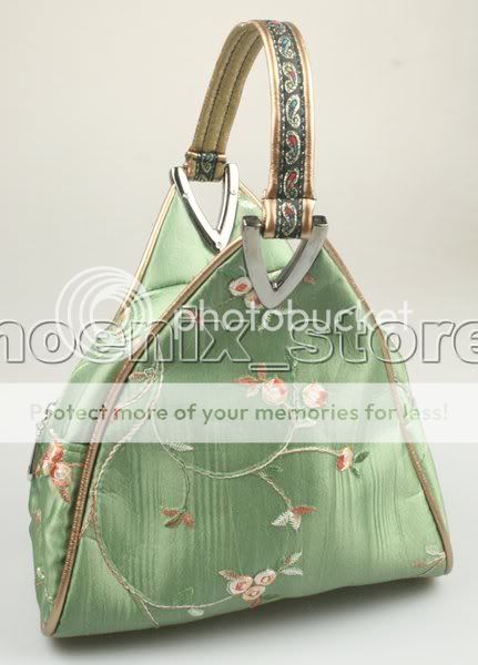 New stylish ladys Silk Pomegranate flowers bags green#  