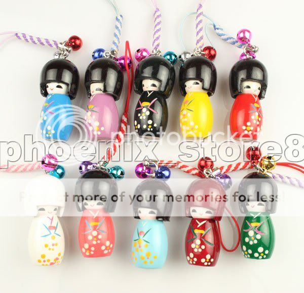 10 pcs Japanese Oriental Kokeshi Doll Handbag Charm  
