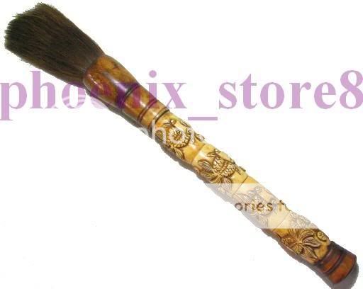 HANDCRAFT CHINESE BONE CARVED CALLIGRAPHY BRUSH PEN  