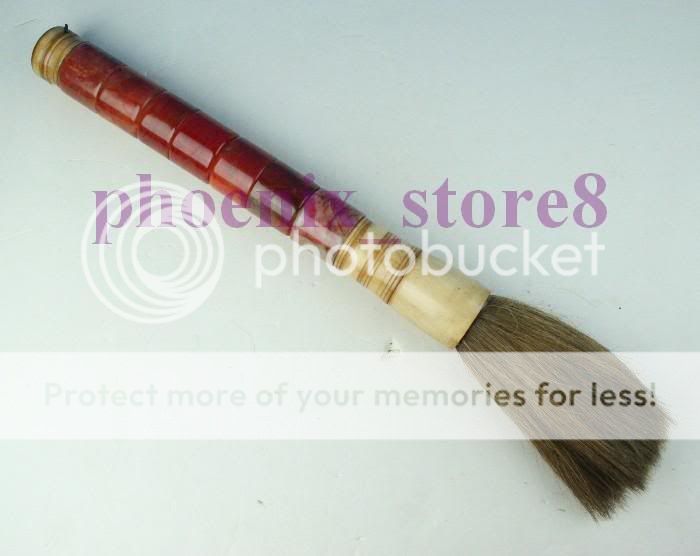 COLLECTIBLE LONG CHINESE RED JADE CALLIGRAPHY BRUSH PEN  