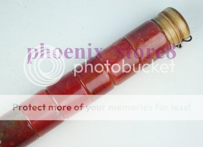 COLLECTIBLE LONG CHINESE RED JADE CALLIGRAPHY BRUSH PEN  