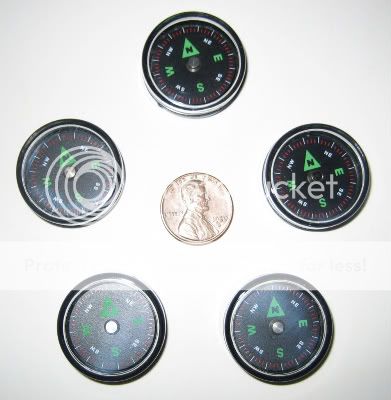 5 Small 27mm Pocket Survival Air Filled Button Compass