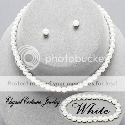 Childs Flower Girl White Pearl Jewelry Necklace Set Gift Box & Satin 
