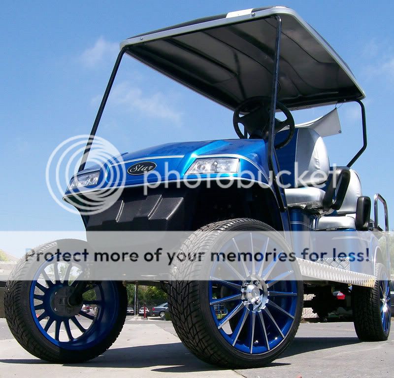 Blue 18 inch Golf Cart Rims Tires 4 Lug EZGO Club Car Yamaha