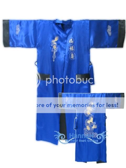 Japanese Kimono Robe Sleepwear Blue & Black FS006 3  