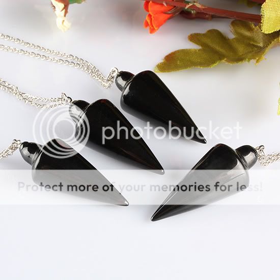 Black Agate Gemstone Dowsing Healing Pendulum Reiki  