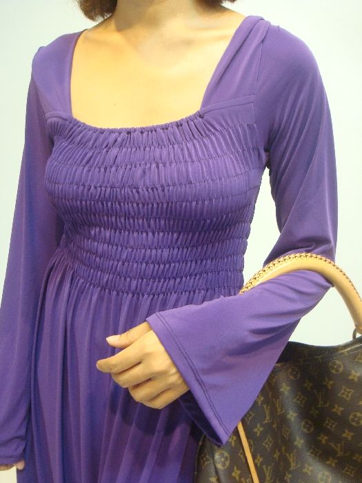 Purple Bell Long Sleeve Maxi Dress Sz XXL 3XL 16 18 20  