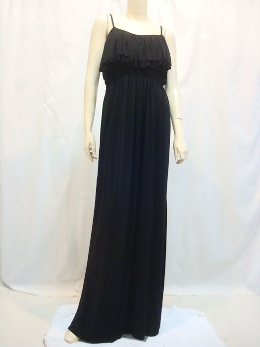 Womens Black Ruffle Spaghetti Party Summer Long Maxi Dress Sz XXL 3XL 