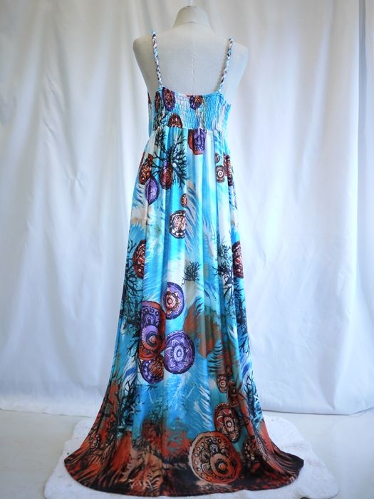 New Vintage Cocktail Blue Party Womens Long Maxi Dress Sz XL XXL 3XL 